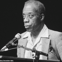 James Baldwin at a lecture in Amsterdam, December 1984.